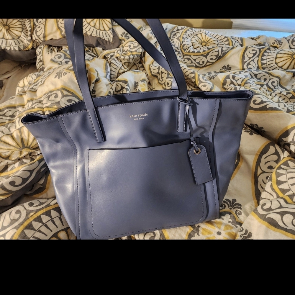 Kate Spade Blue Leather Tote Bag